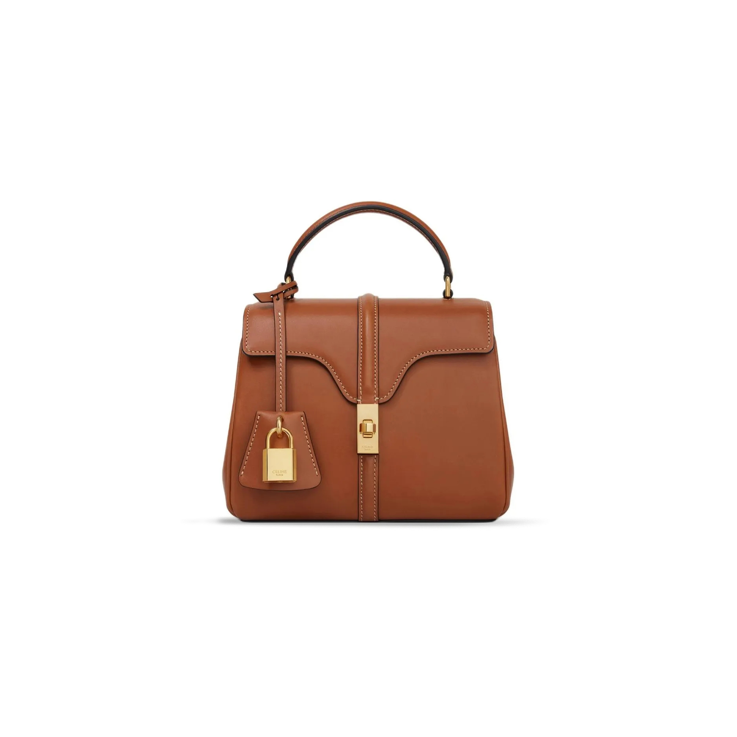 CELINE MINI 16 IN SATINATED CALFSKIN 197983BF9.03TN (17.5*14*7cm)
